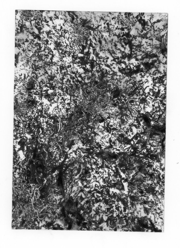 An abstract black and white textured background featuring intricate patterns and swirling designs.